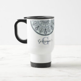 Caneca Térmica Nome Personalizado Harmonia Floral Cinza Monotone