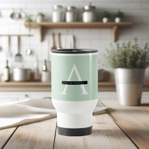 Caneca Térmica Nome Personalizado Mint Pastel Minimalista