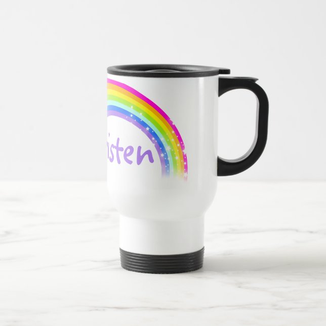Caneca Térmica Nome personalizado viagem arco-íris / moça violeta (Direita)