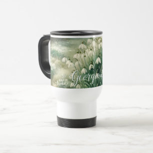 Caneca Térmica Nome Personalizado Vintage Watercolor Quedas Flora