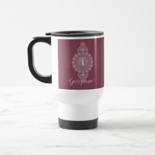 Caneca Térmica Nome Personalizado Whimsical Snowman Mandala Ornam