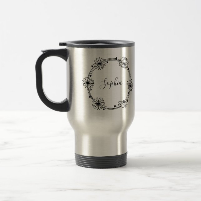 Caneca Térmica Nome preto e branco botânico (Esquerda)