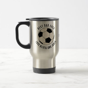 Caneca Térmica Nomes de Crianças de Bola de Futebol do Melhor Pai