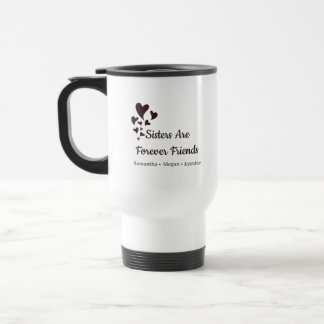 Caneca Térmica Nomes de irmãos & Corações Irmãs são amigas para s