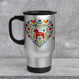 Caneca Térmica Nordic Folk Art Dala Horse Travel Mug