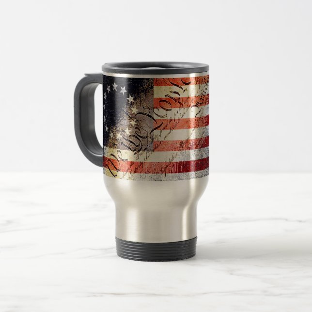 Caneca Térmica NÓS, A PESSOAS Betsy Ross Aged Wood Flag American (Frente Esquerda)