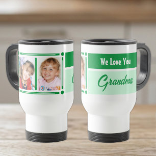Caneca Térmica Nós te amamos avó adicione fotos branco e verde