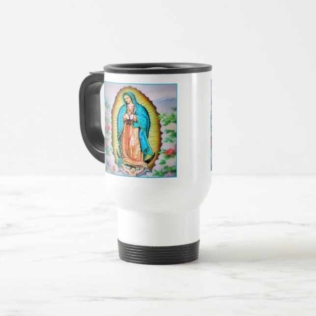 Caneca Térmica Nossa Senhora de Guadalupe Floral (Frente Esquerda)