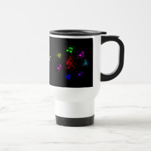 Caneca Térmica Notas musicais brilhantes com salpicos de tinta