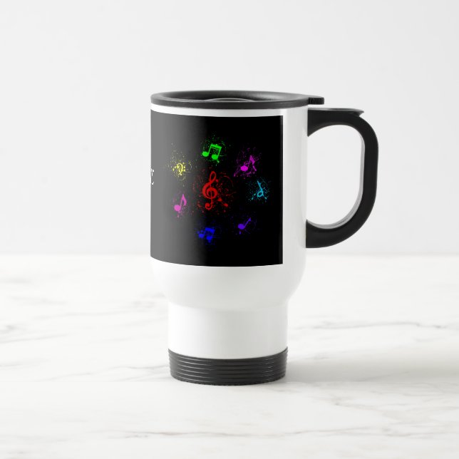 Caneca Térmica Notas musicais brilhantes com salpicos de tinta (Direita)