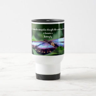 Caneca Térmica Nova citação Inspirativa de Borboleta de Começos