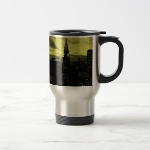 Caneca Térmica Nova Iorque amarelo pontilhado preto
