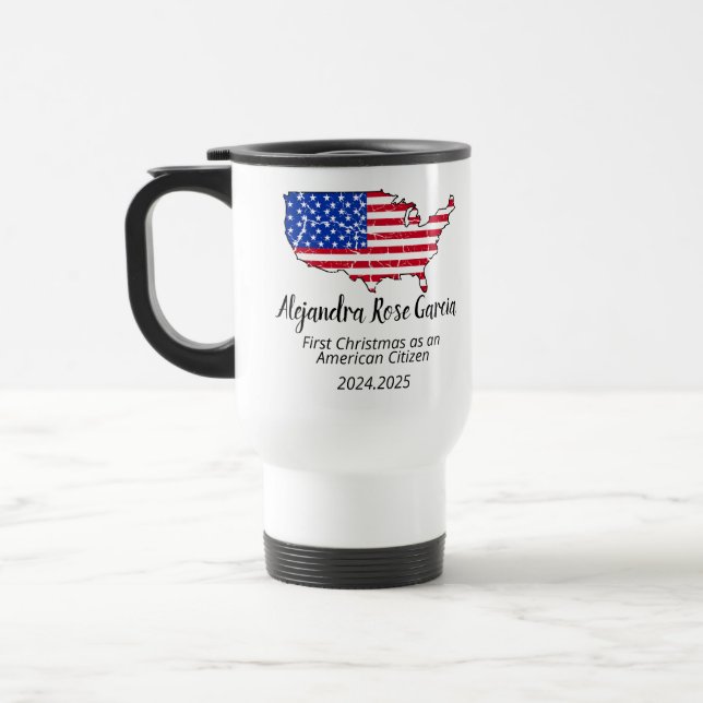 Caneca Térmica Novo Cidadão dos EUA – Dia da Cidadania Mapa Ameri (Esquerda)