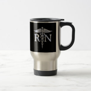 Caneca Térmica O Caduceus de prata do RN da enfermeira diplomada