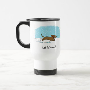 Caneca Térmica O Dachshund deixou-o nevar - cão feliz do Wiener