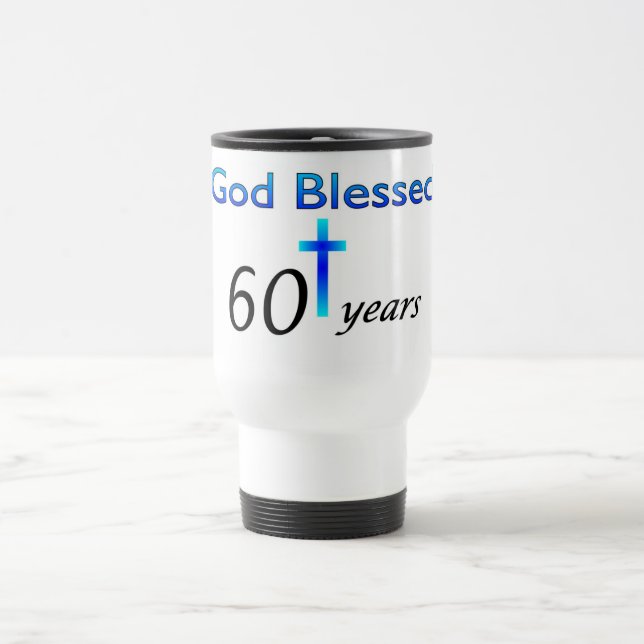 Caneca Térmica O deus abençoou 60 anos de presente de aniversário (Centro)