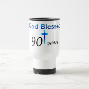 Caneca Térmica O deus abençoou 90 anos de presente de aniversár