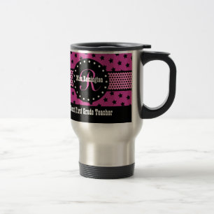 Caneca Térmica O melhor ø rosa do monograma do PROFESSOR da