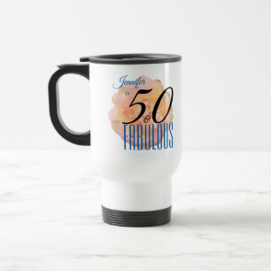 Caneca Térmica O pêssego pálido aumentou 50 e aniversário