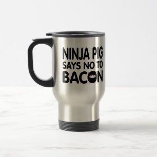 Caneca Térmica O porco engraçado de Ninja diz não ao bacon