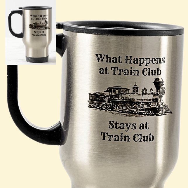 Caneca Térmica O que acontece no clube de trem fica, o trem a vap (Criador carregado)