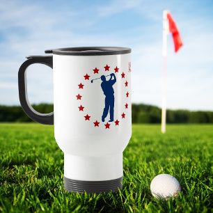 Caneca Térmica O vermelho Stars o jogador de golfe azul