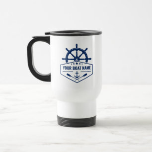 Caneca Térmica Oars e Helm de Âncora Náutica com o Nome do Barc