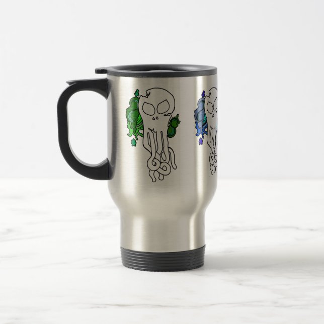 Caneca Térmica Octo Azul Crânio E Verde (Esquerda)