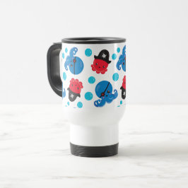 Caneca Térmica Octopus Pirata, Padrão de Octopus, Animais do Mar