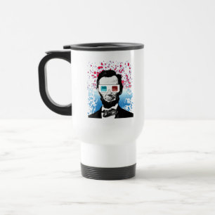Caneca Térmica Óculos 3D Abraham Lincoln Patriótico Splatter