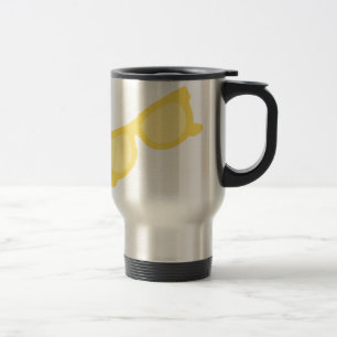 Caneca Térmica Óculos de sol de verão óculos de hipster amarelo