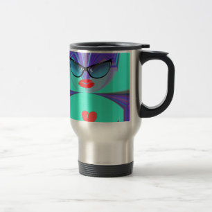 Caneca Térmica Óculos de Sol Diva Aura Vibrantes Coração Vermelho
