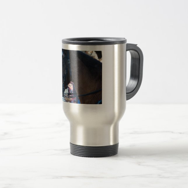 Caneca Térmica Óculos de visto do Cavalo Árabe castanho escuro (Frente Esquerda)