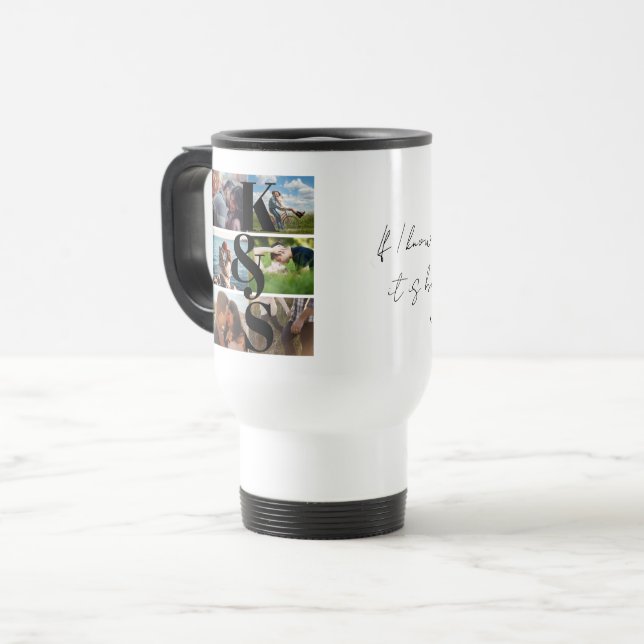 Caneca Térmica Oferta Personalizada do Casal de Colagem de Fotos  (Frente Esquerda)