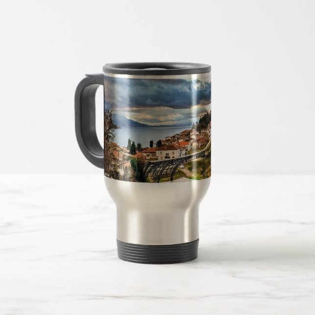 Caneca Térmica Ohrid, paisagem da Macedônia (Frente Esquerda)
