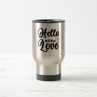 Caneca Térmica Olá, Amor, Bonita Gata, Coração