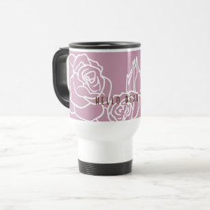 Caneca Térmica Olá Linda - Rosa Rosa Elegante Moderna