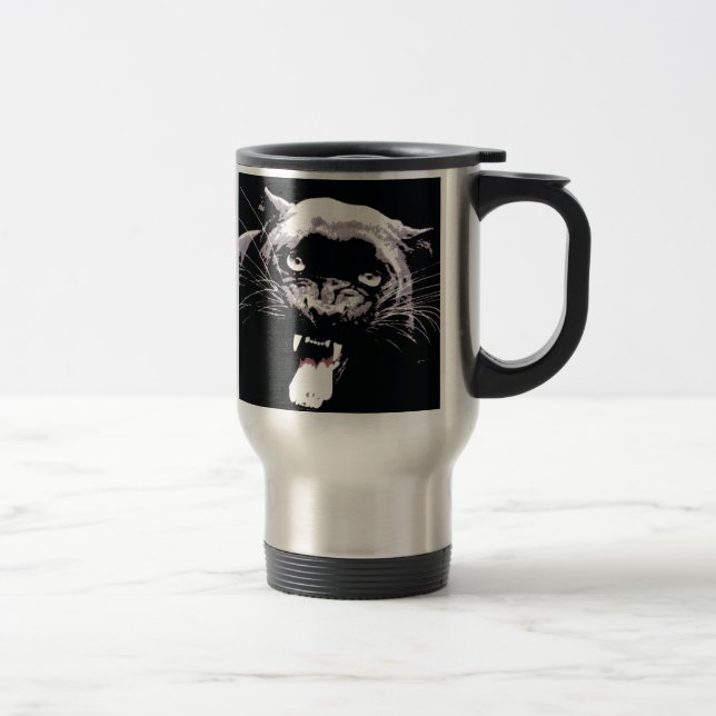 Caneca Térmica Olhos de Jaguar Pretos e Brancos (Direita)