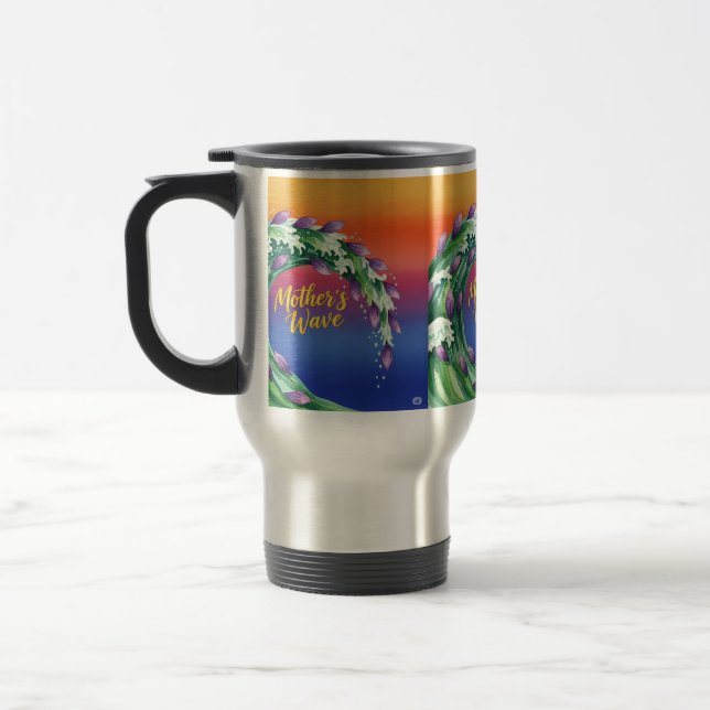 Caneca Térmica Onda do Flor Negra da Mãe (Esquerda)