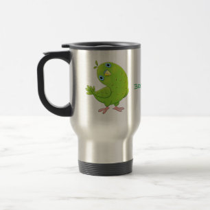 Caneca Térmica Óptica de desenho animado de periquito, verde e bo