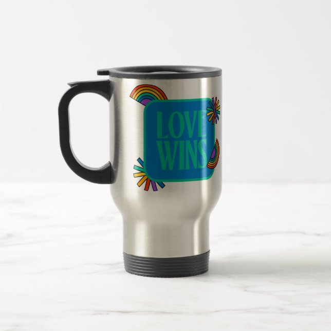 Caneca Térmica Orgulho, amor ganha. Gay arco-íris lgbtq (Esquerda)