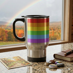 Caneca Térmica Orgulho em Movimento: Bandeira Arco-Íris