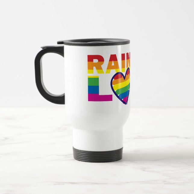 Caneca Térmica Orgulho Gay Arco-íris Amor Coração (Esquerda)