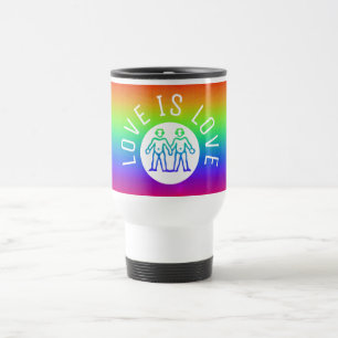 Caneca Térmica Orgulho gay de Tipografia Rainbow LGBT Colorida