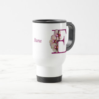Caneca Térmica Orquídeo Elegante Monograma Inicial E