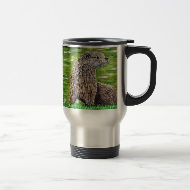Caneca Térmica Otter sobre uma pintura na margem de um rio (Direita)