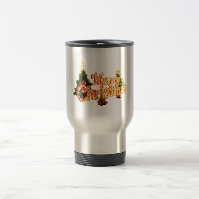 Caneca Térmica Ouro de Natal Sparkle - Árvore Festiva (Centro)