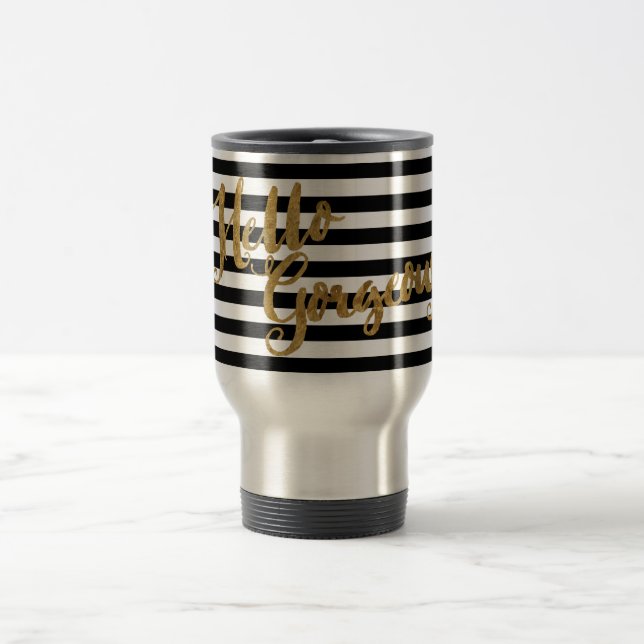 Caneca Térmica Ouro Hello Gorgeous Stripes (Centro)
