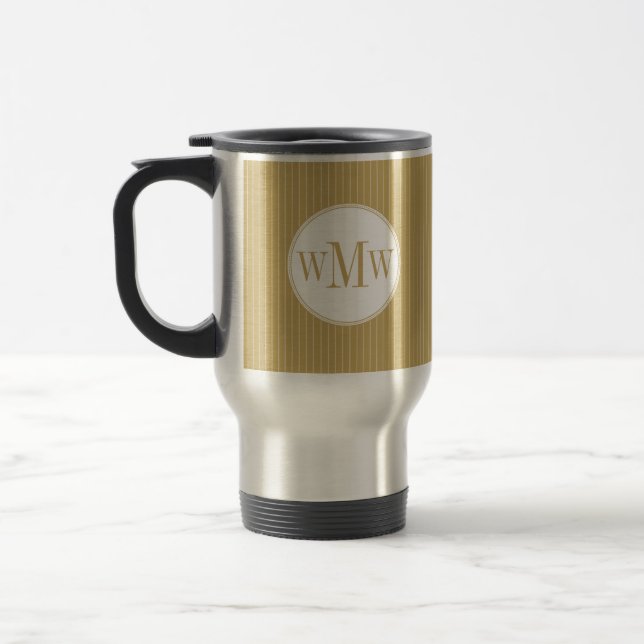 Caneca Térmica Ouro Pinstripe Monograma Mug (Esquerda)