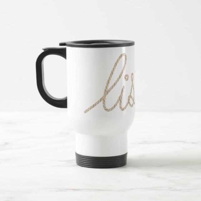 Caneca Térmica OUVIR Texto de Corda em Branco (Esquerda)